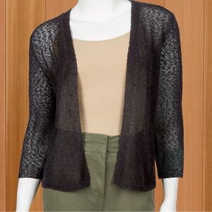 Lulu-B Black Sheer Open-Front Cardigan